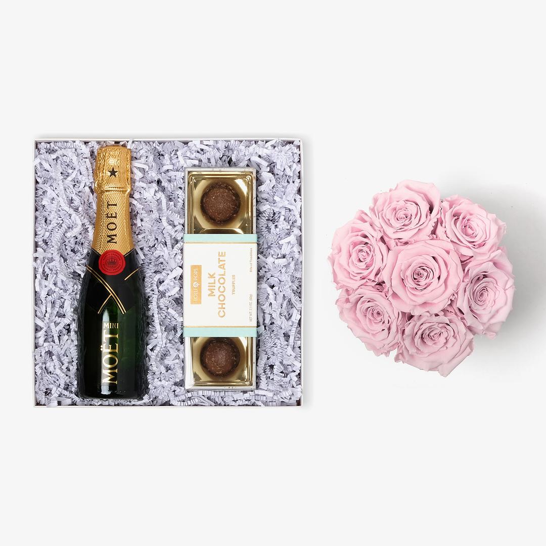Champagne & Roses Bundle | Medium Pink Bloom Box