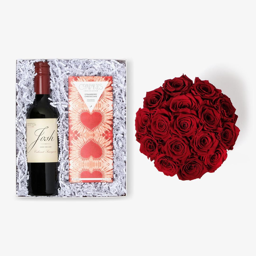 Wine & Roses Bundle | Large Red Bloom Box