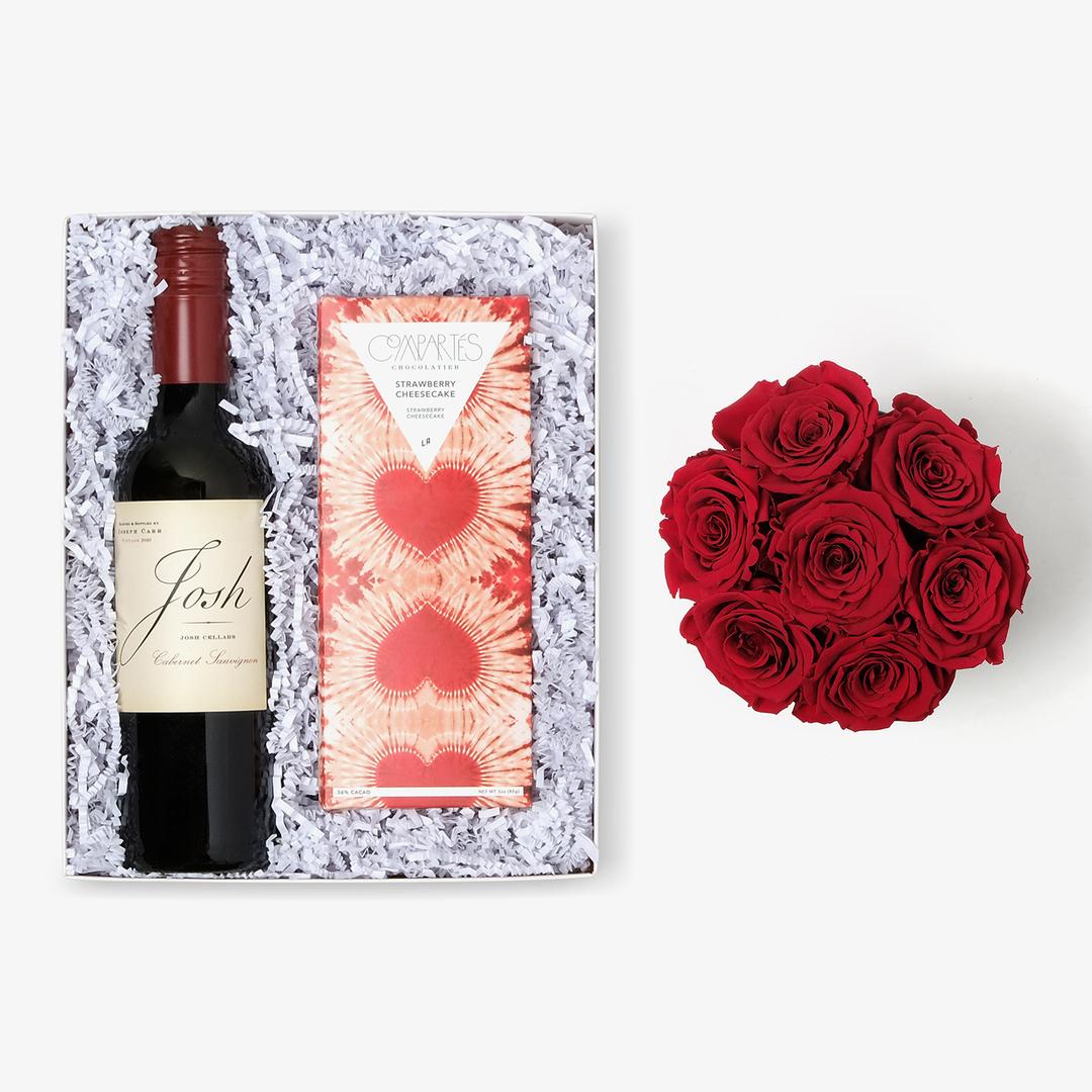 Wine & Roses Bundle | Medium Red Bloom Box