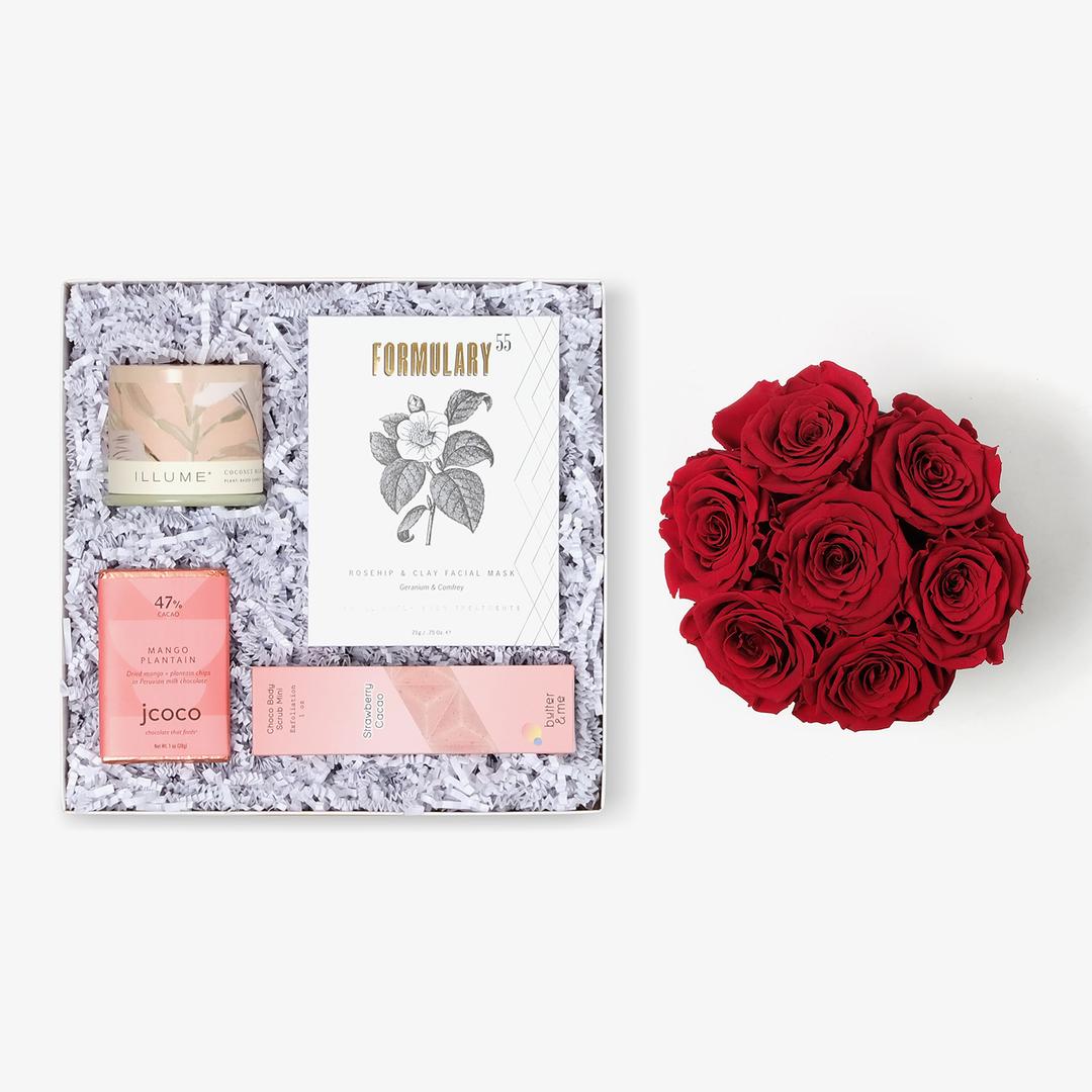 Pamper & Roses Bundle | Medium Red Bloom Box