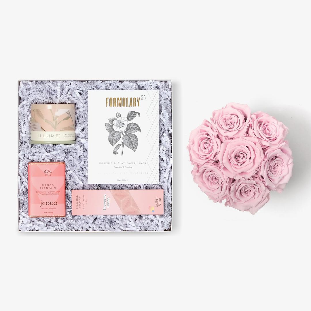 Pamper & Roses Bundle | Medium Pink Bloom Box