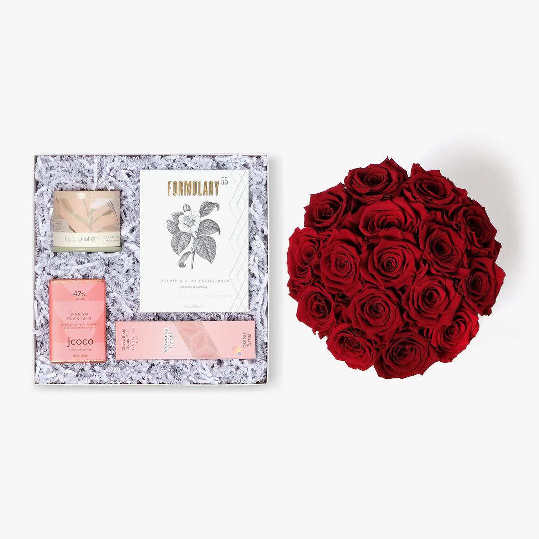 Pamper & Roses Bundle | Large Red Bloom Box